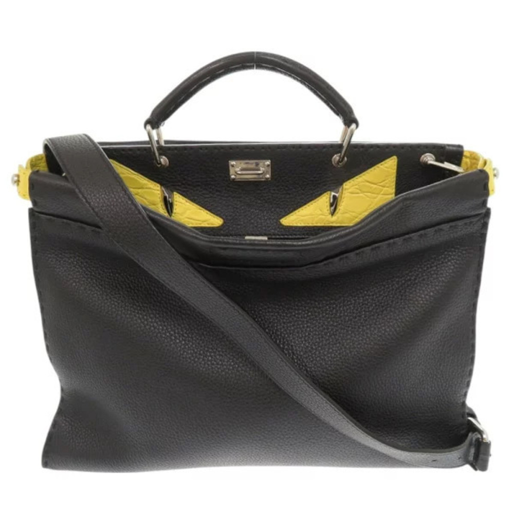 Fendi Selleria Peekaboo Monster Bugs Monster Eye Leather Black 2way Shoulder Bag